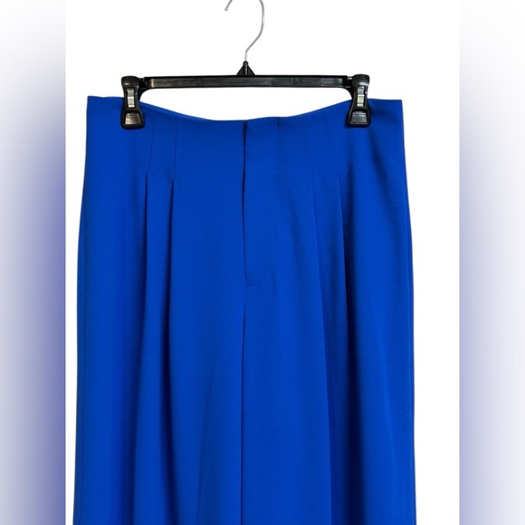Alice + Olivia Cobalt Blue Pleated High Waist Eloise Palazzo Pants Size 8 - Picture 5 of 7